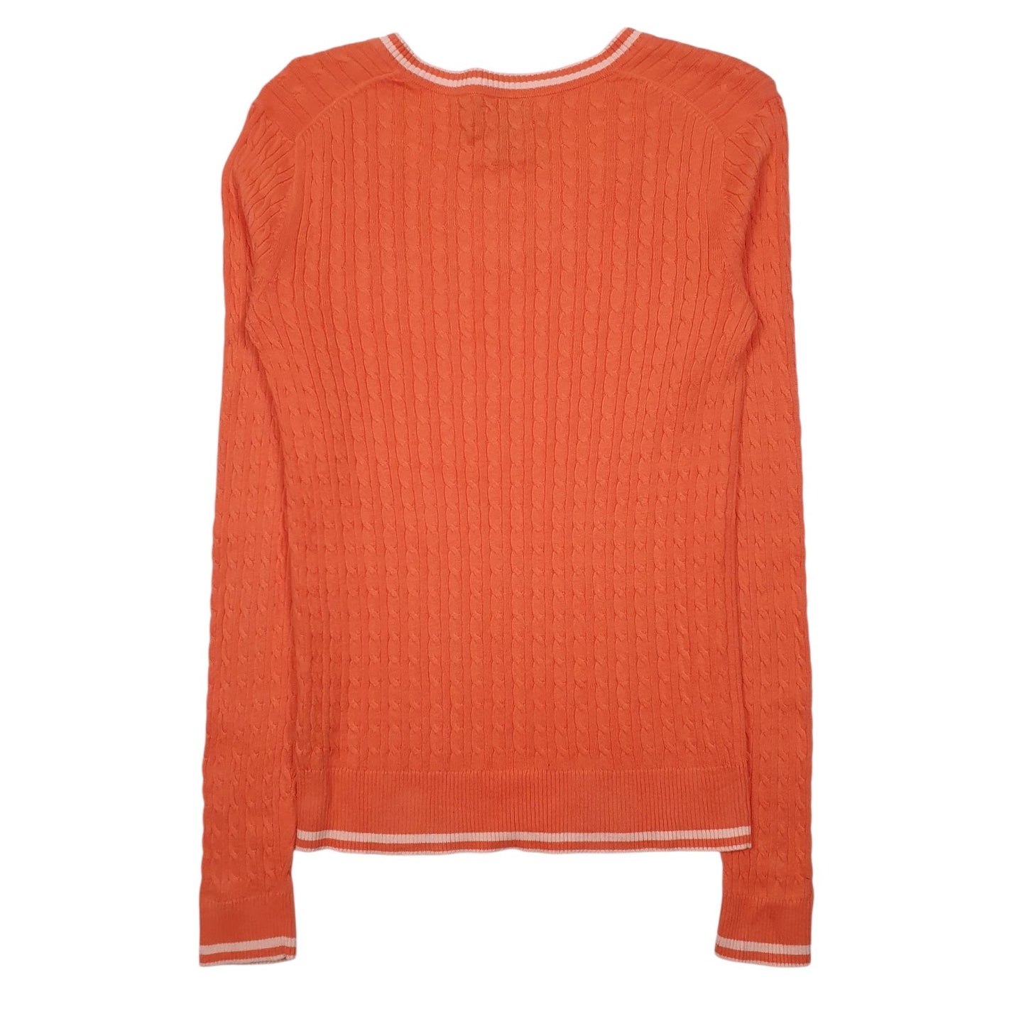 Womens Pink Tommy Hilfiger Cable Knit V Neck Jumper