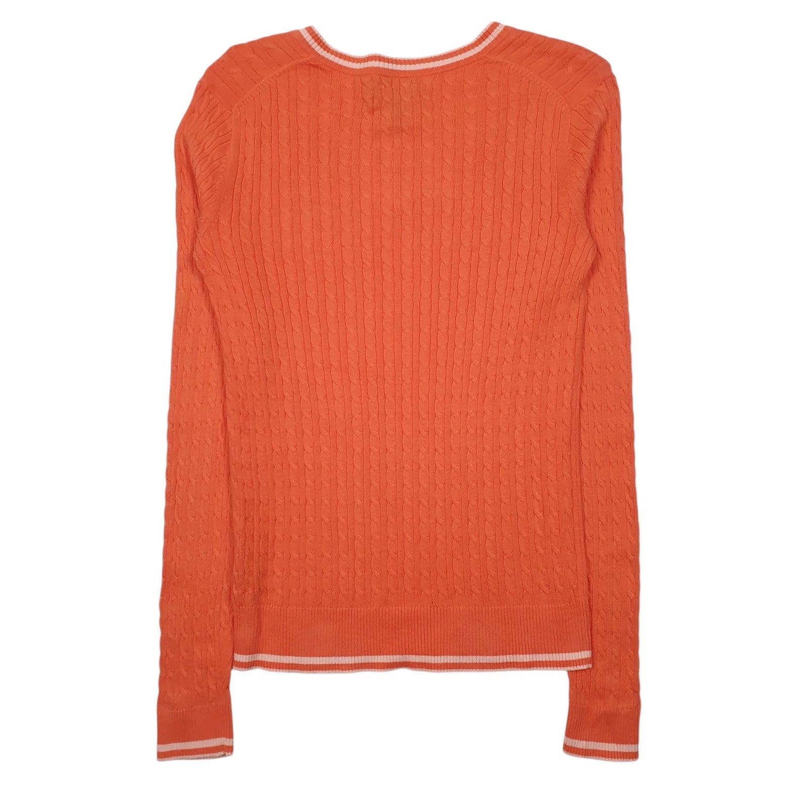 Womens Pink Tommy Hilfiger Cable Knit V Neck Jumper