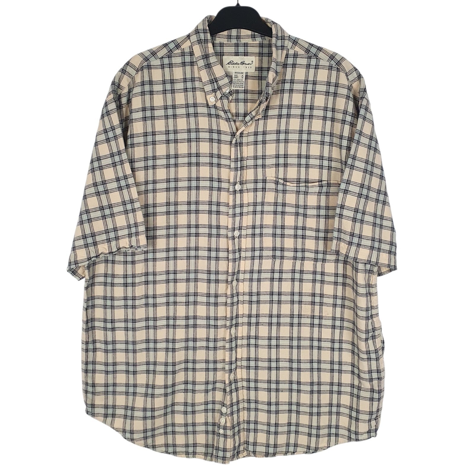 Mens Brown Eddie Bauer Linen Mixture Short Sleeve Shirt