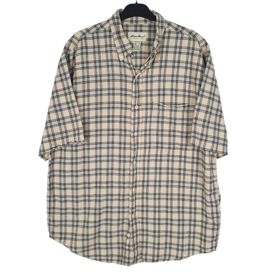 Mens Brown Eddie Bauer Linen Mixture Short Sleeve Shirt