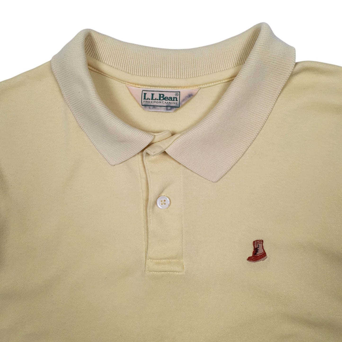Mens Yellow L.L.Bean Vintage 1980s Cardigan Polo Shirt