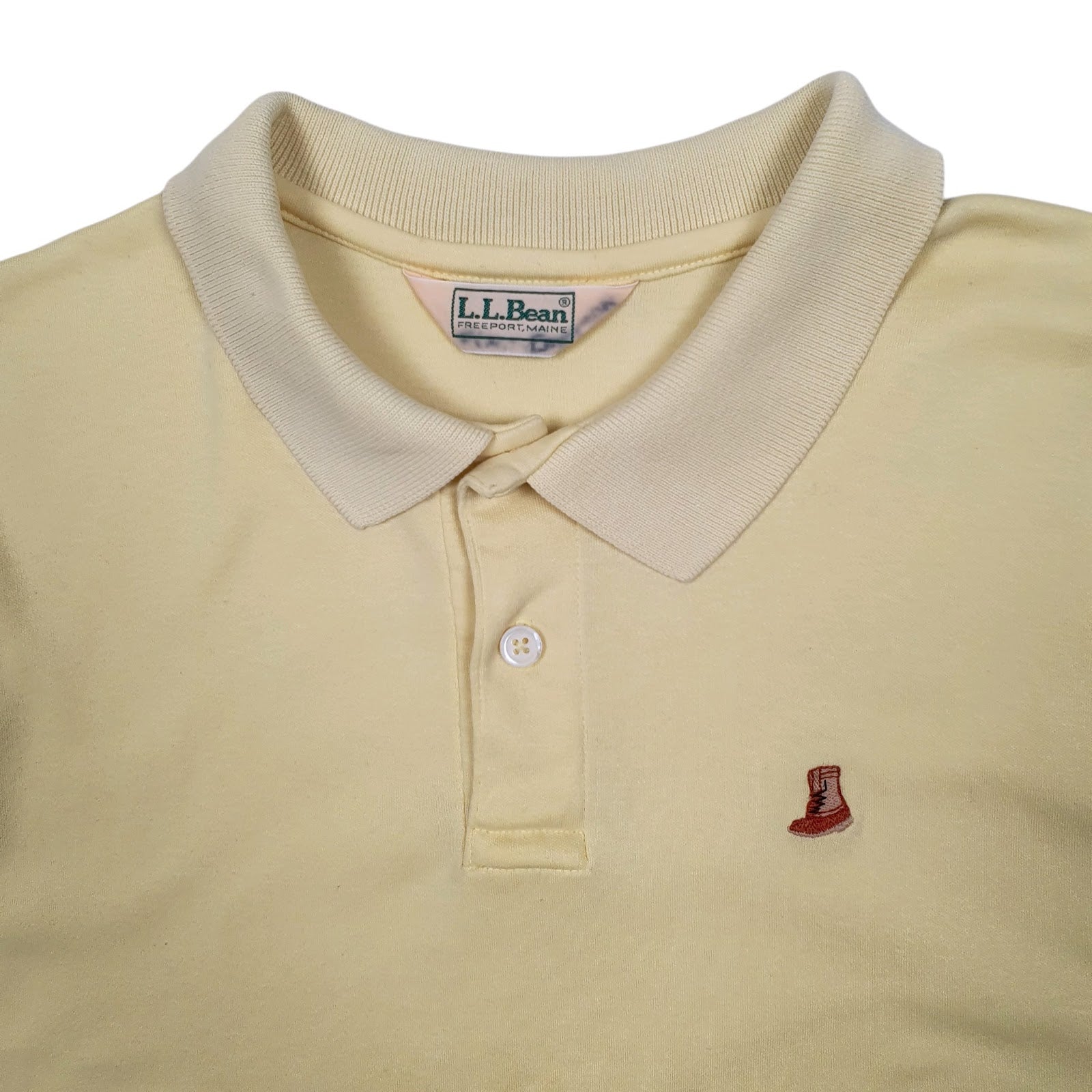 Mens Yellow L.L.Bean Vintage 1980s Cardigan Polo Shirt