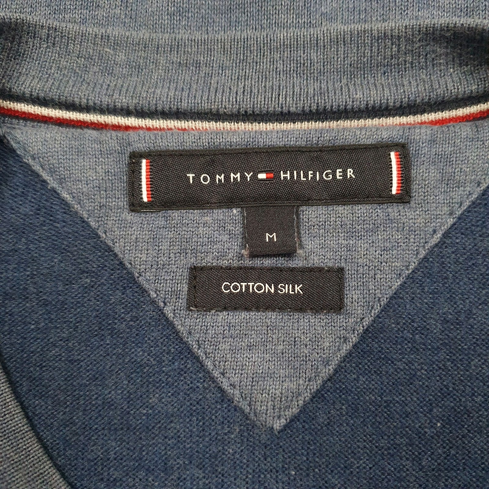 Mens Blue Tommy Hilfiger Cotton Silk Crewneck Jumper