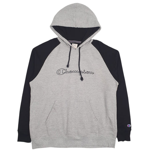 Mens Grey Champion Spellout Hoodie Jumper