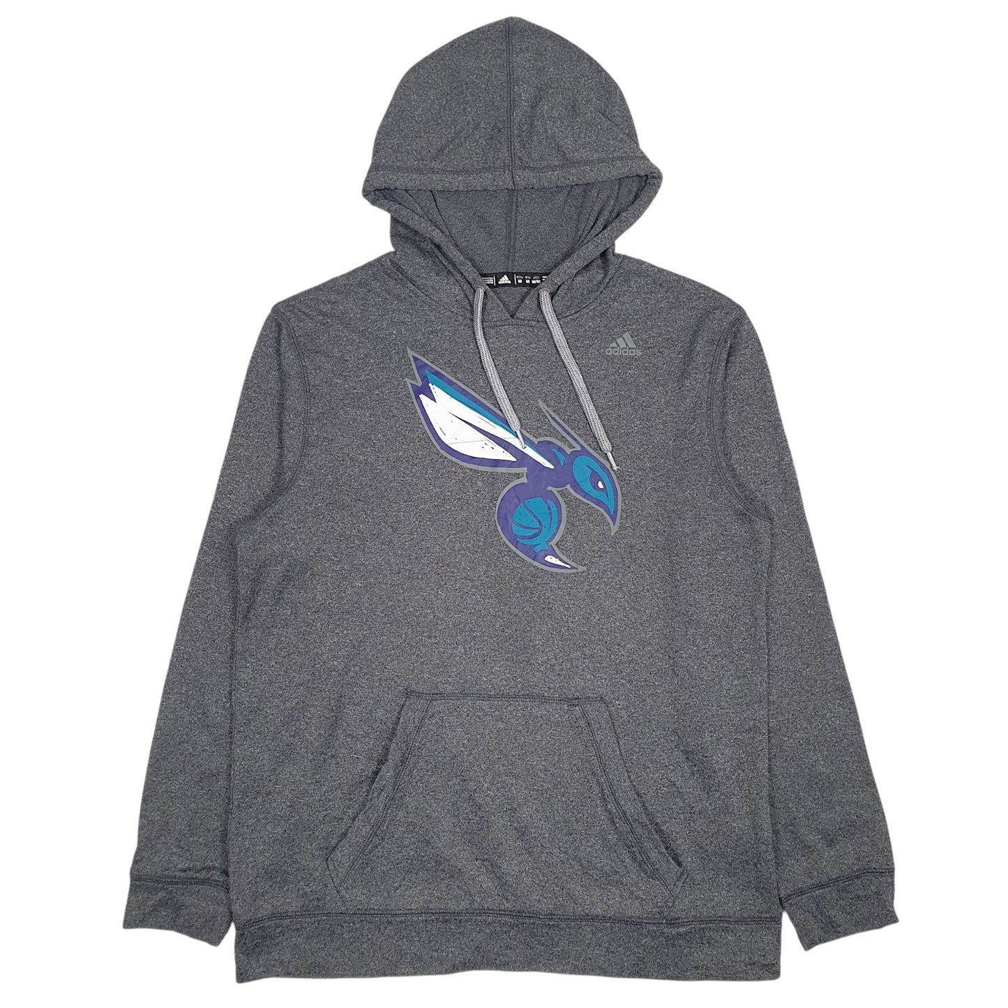Mens Grey Adidas NBA Charlotte Hornets Climawarm Lightweight Hoodie Jumper