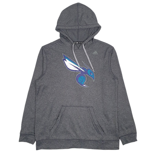 Mens Grey Adidas NBA Charlotte Hornets Climawarm Lightweight Hoodie Jumper