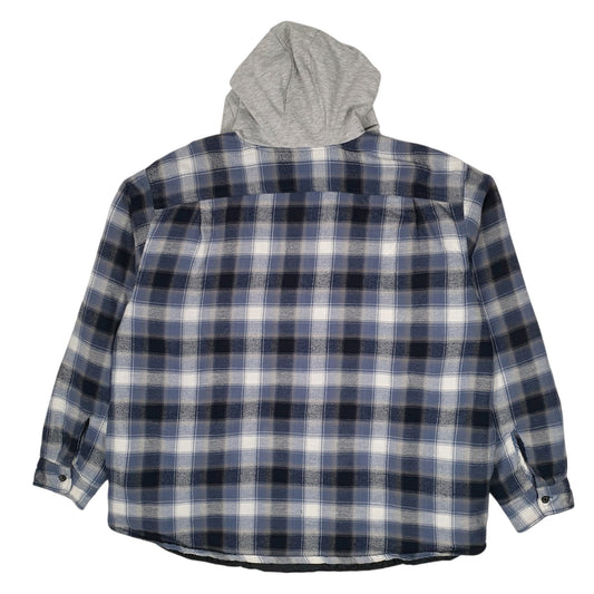 Mens Blue Wrangler Shacket Hoodie Plaid  Coat