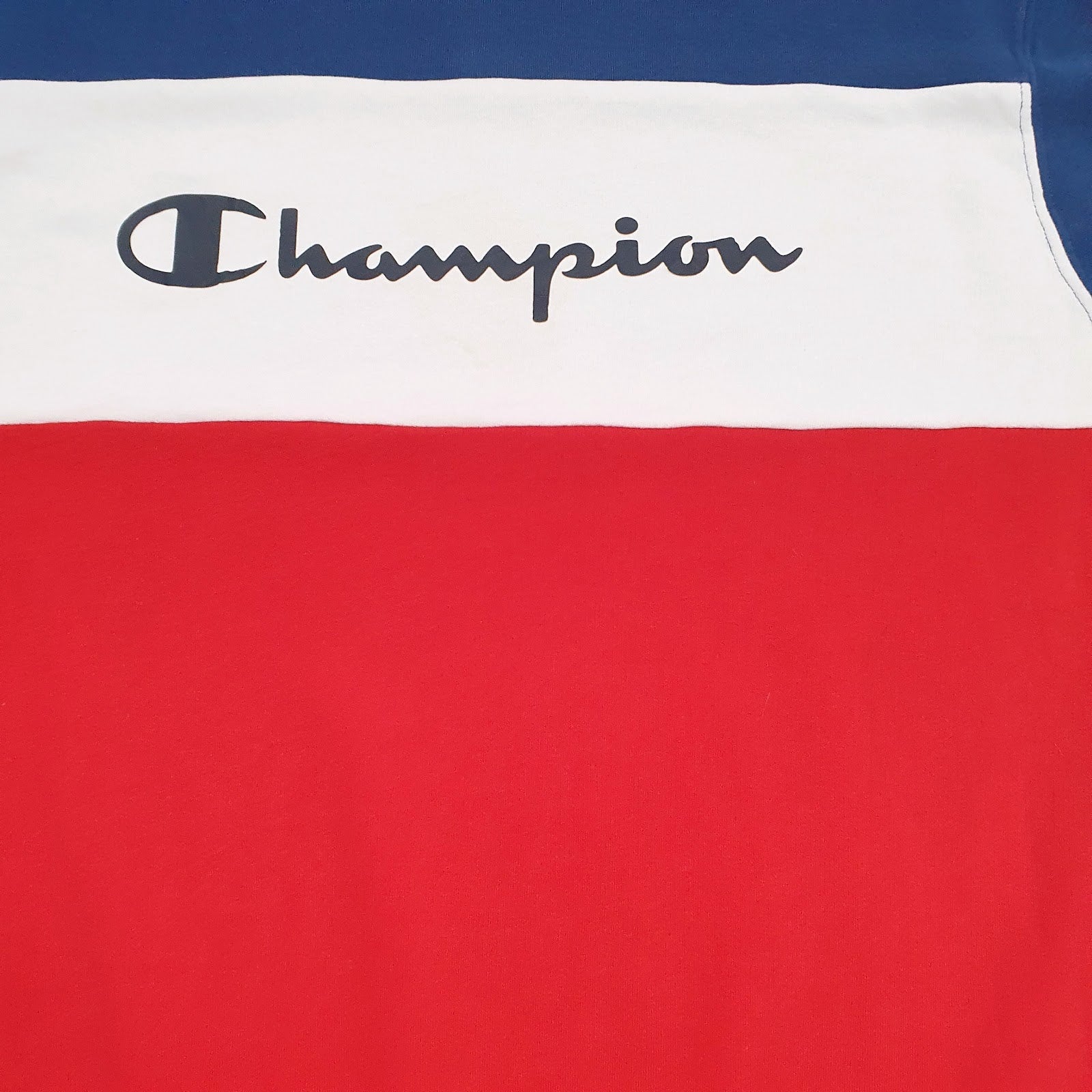 Mens Blue Champion Spellout Crewneck Jumper