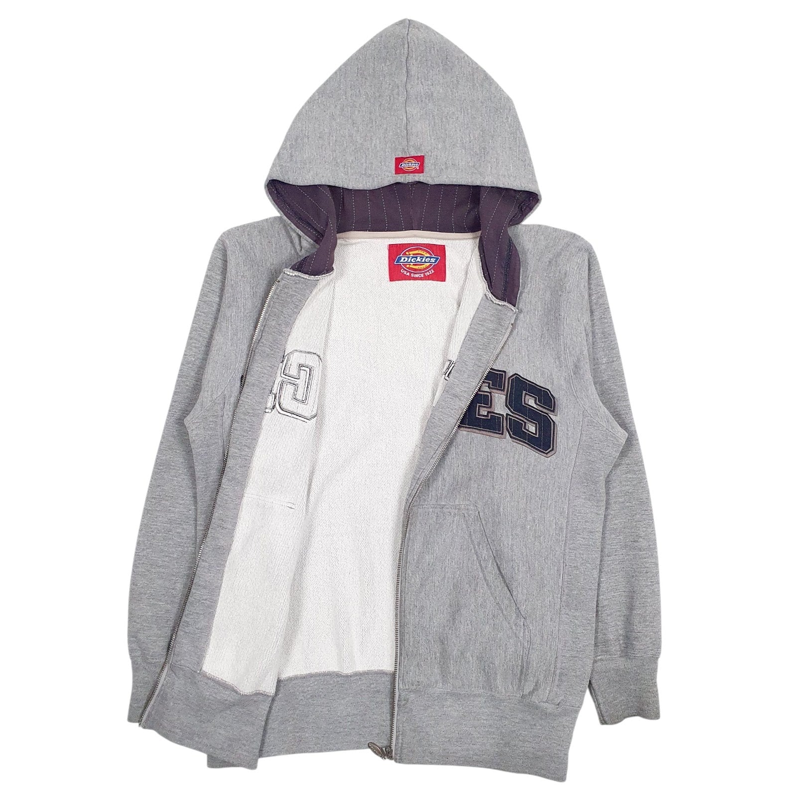 Mens Grey Dickies Spellout Full Zip Jumper