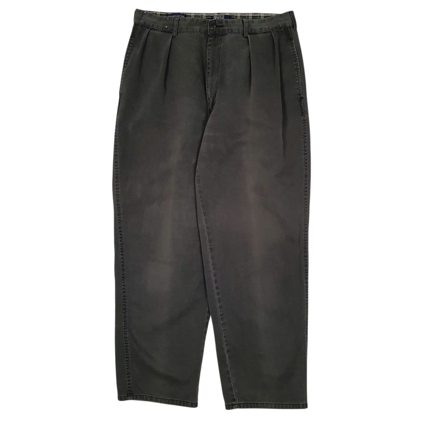 Mens Grey Polo Ralph Lauren Classic Golf Pant Vintage 80s Made In USA Chino Trousers