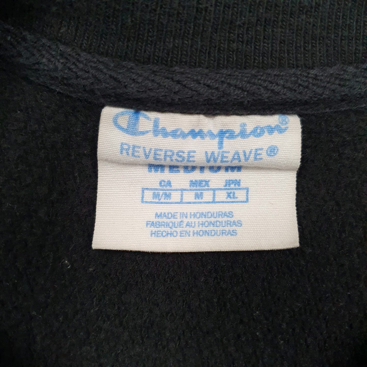 Mens Black Champion Reverse Weave Spellout Embroidered Crewneck Jumper