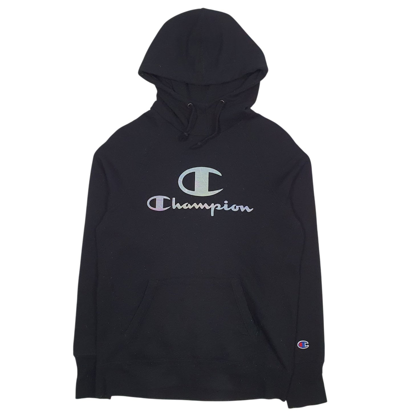 Mens Black Champion Spellout Hoodie Jumper
