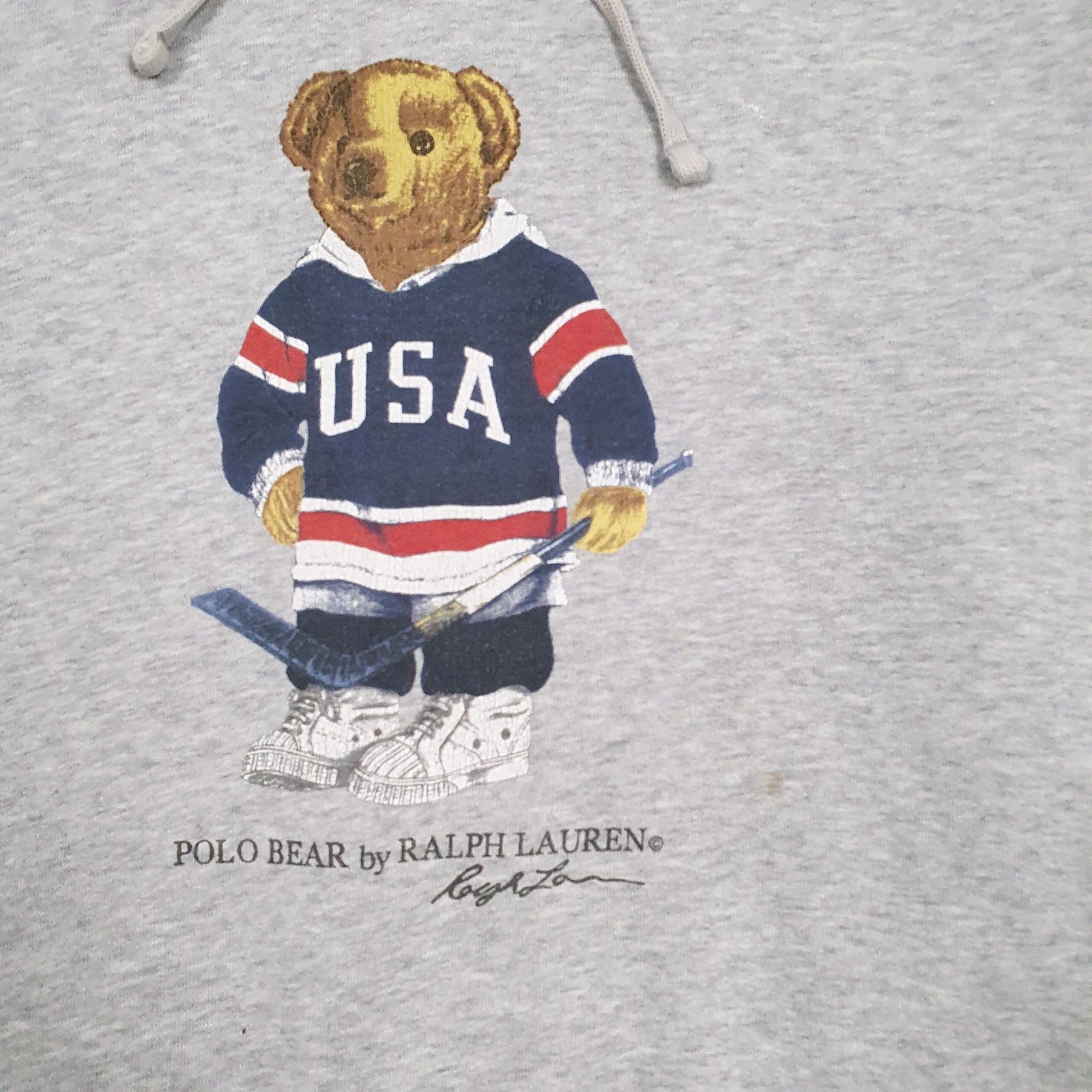 Mens Grey Polo Ralph Lauren Polo Bear Hoodie Jumper