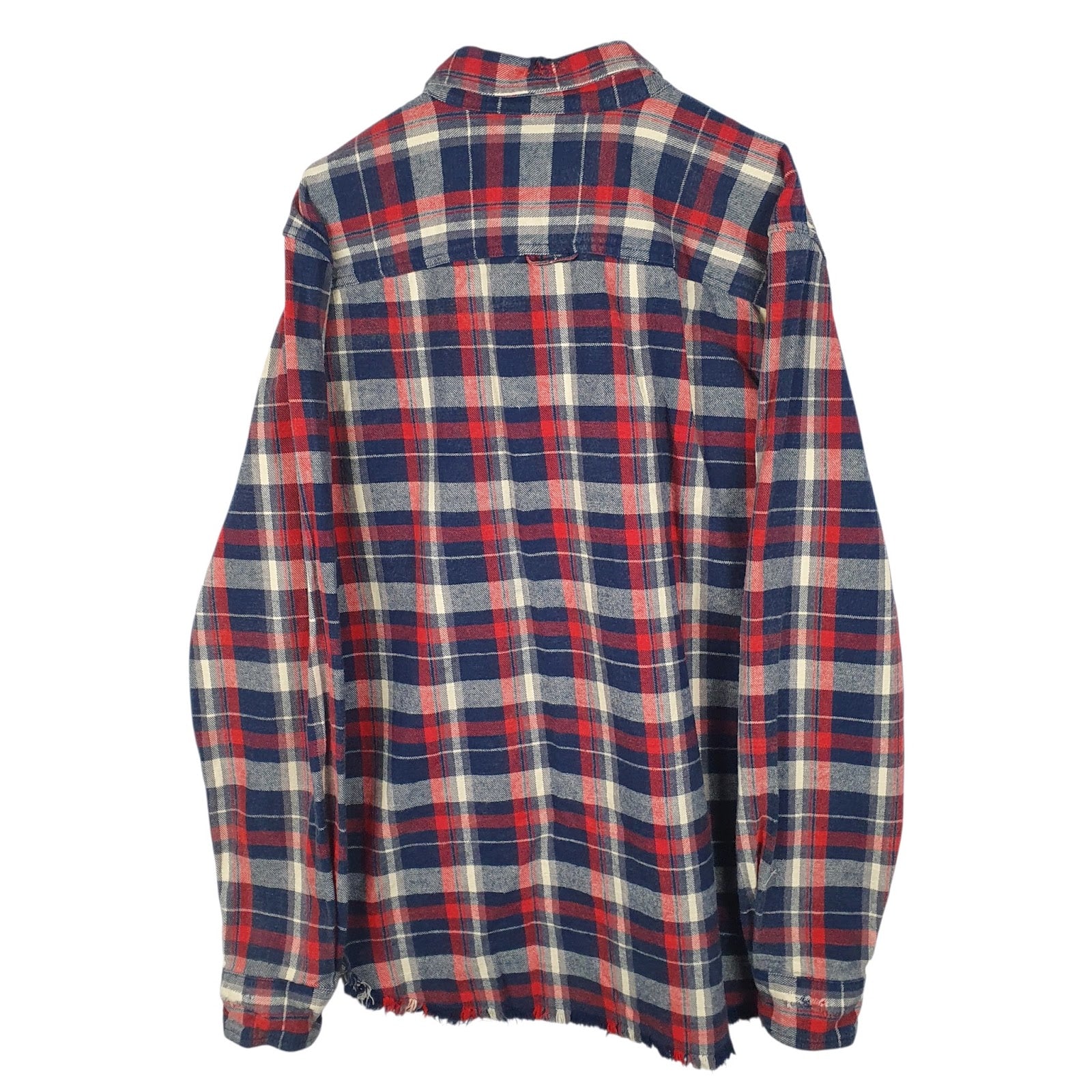 Mens Blue Zara Distressed Flannel  Shirt
