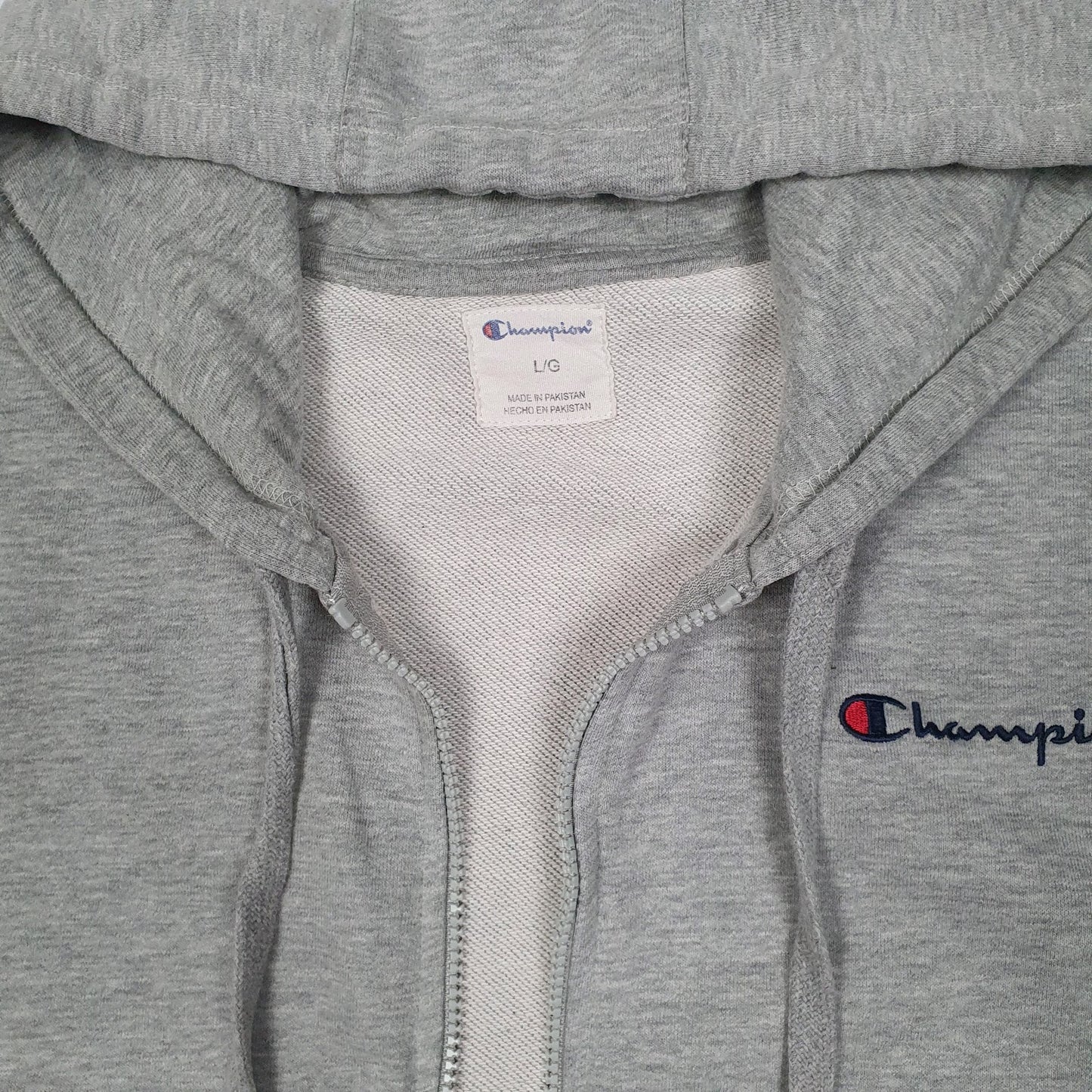 Mens Grey Champion Hoodie Full Zip Jumper