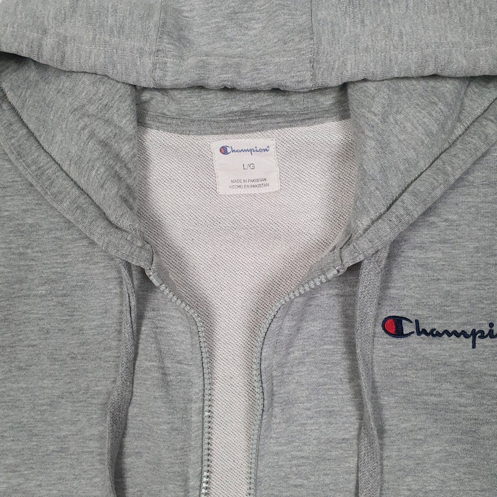 Mens Grey Champion Hoodie Full Zip Jumper