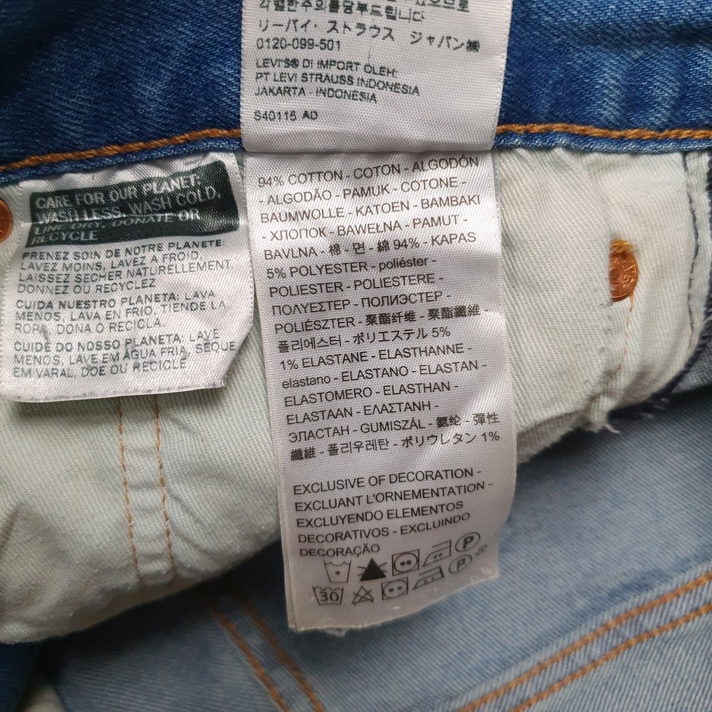 Mens Blue Levis 501  Shorts