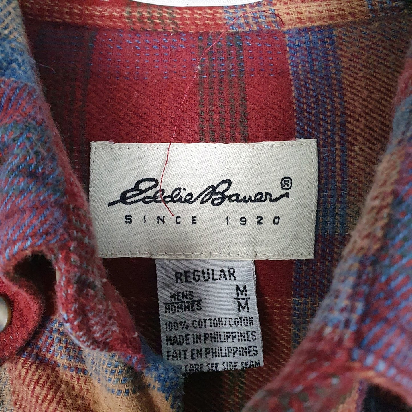 Mens Red Eddie Bauer Flannel Vintage  Shirt