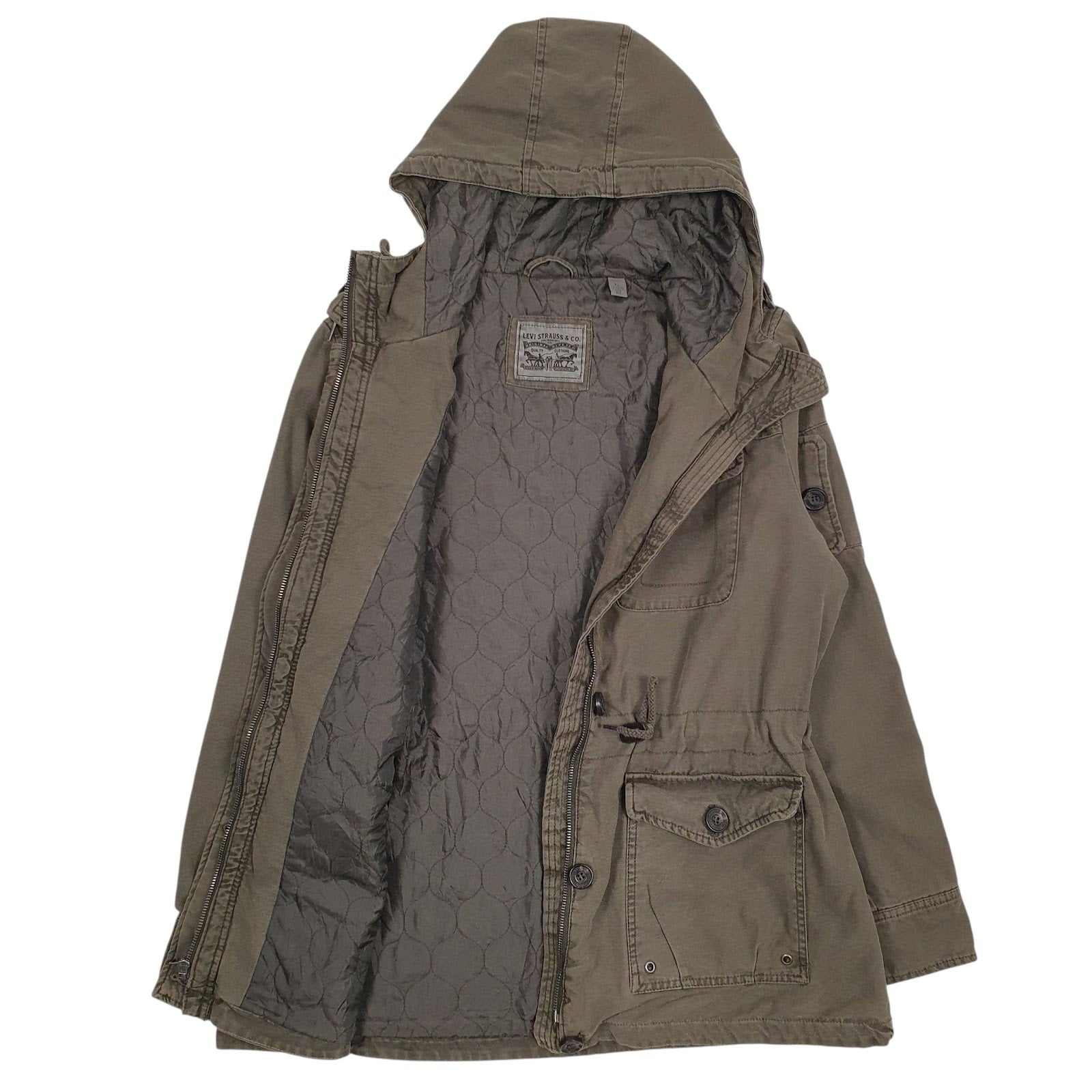 Womens Green Levis Padded  Coat
