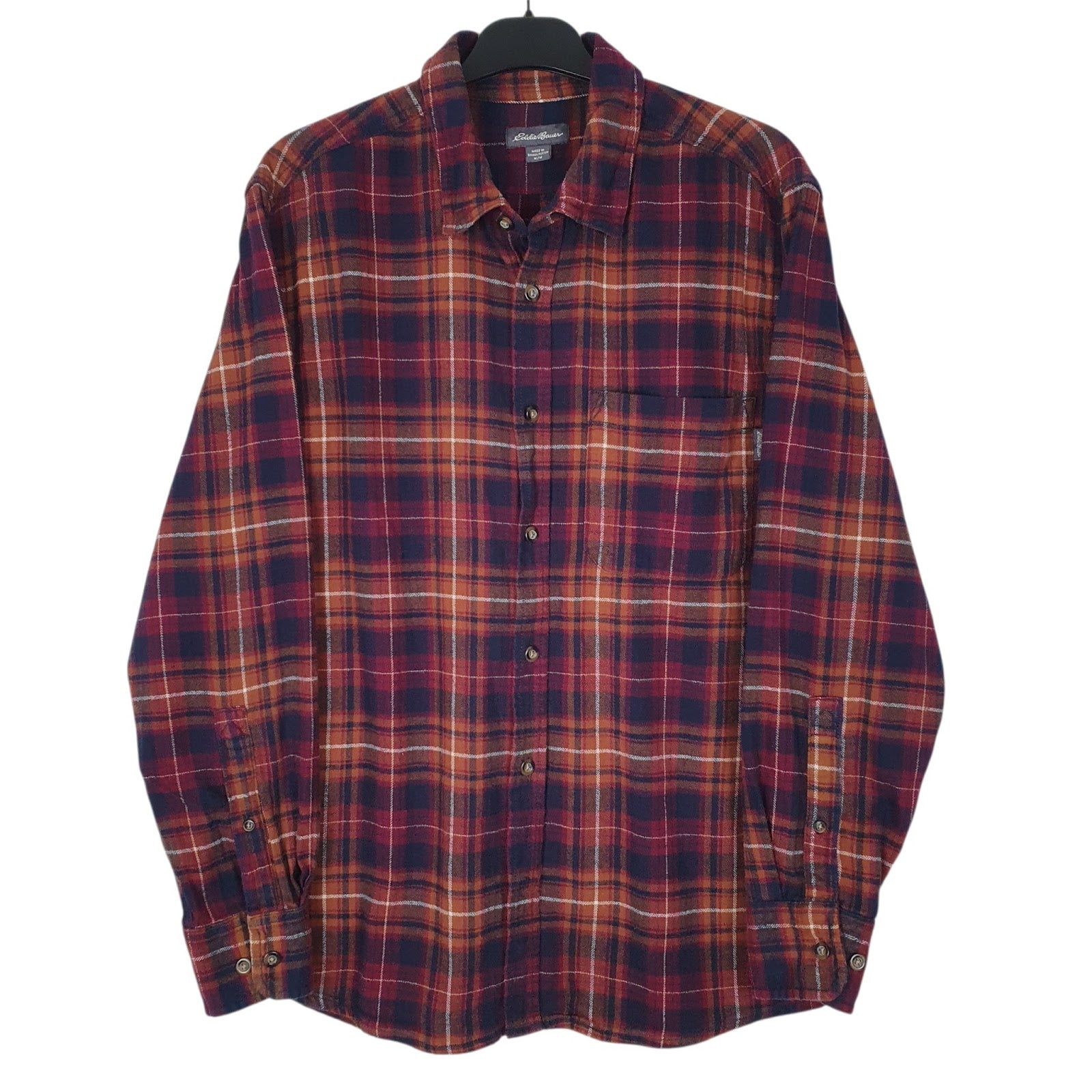 Mens Navy Eddie Bauer Thick Flannel Long Sleeve Shirt