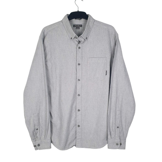 Mens Grey Eddie Bauer Heavy Herringbone Long Sleeve Shirt