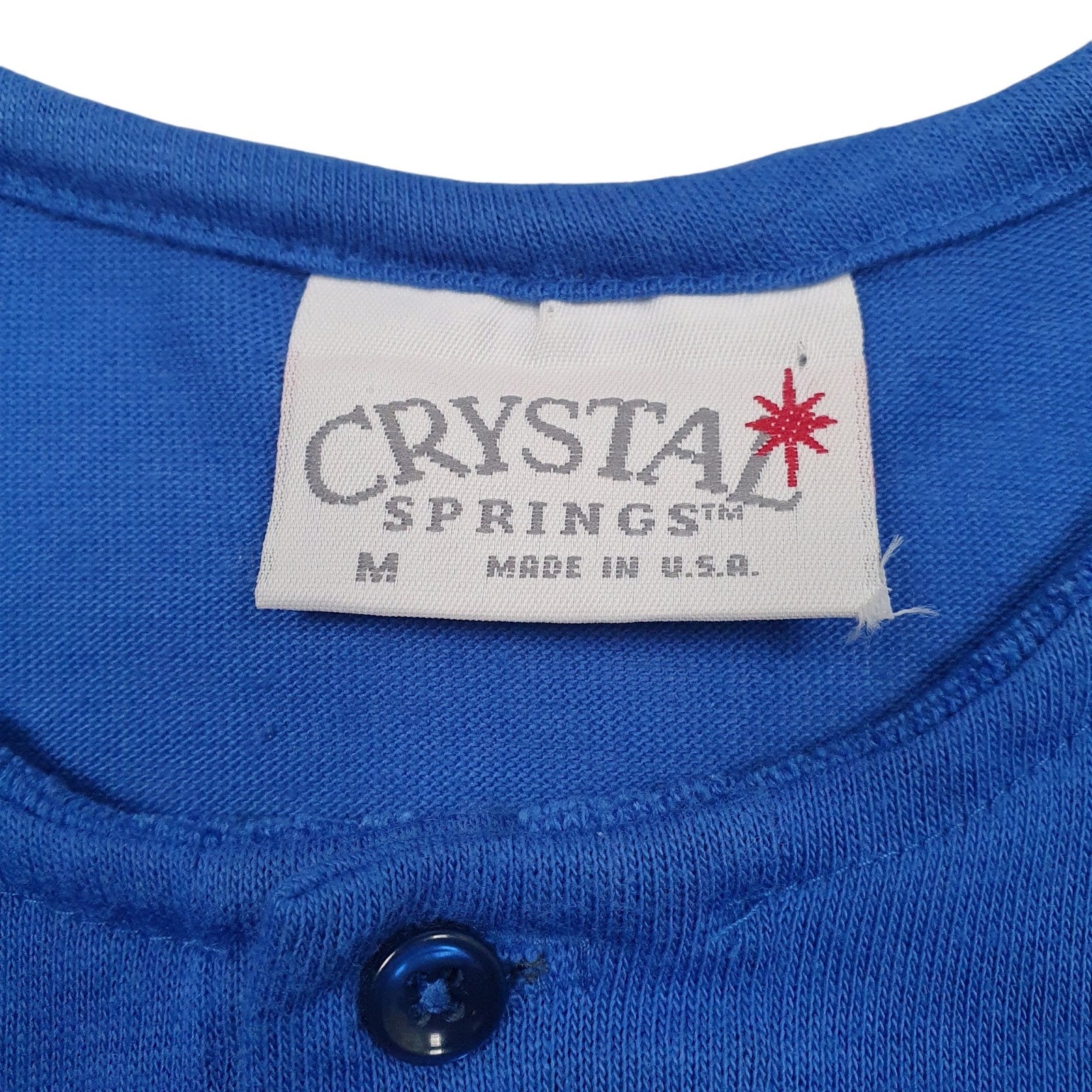 Mens Blue Crystal Springs Vintage 90s Made In USA  Polo Shirt