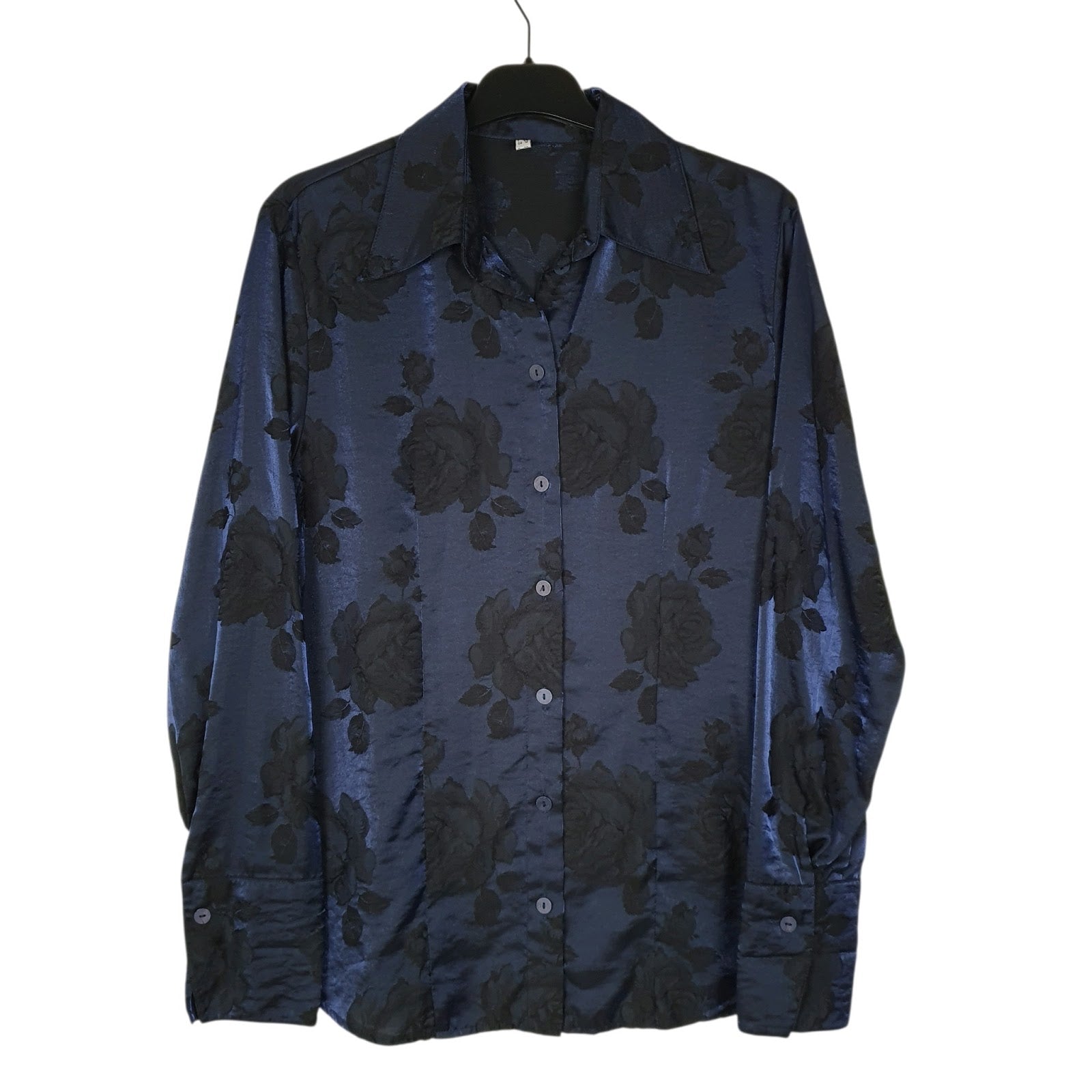 Womens Navy Unbranded Floral Long Sleeve Shirt