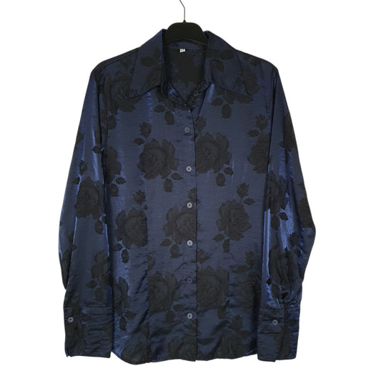 Womens Navy Unbranded Floral Long Sleeve Shirt