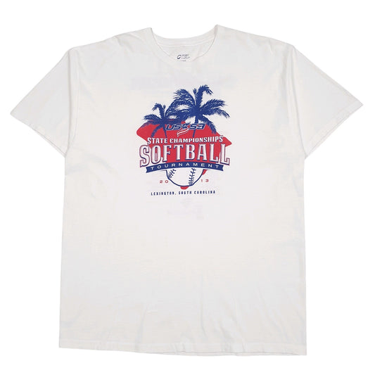 Mens White Port & Company State Championships Softball Tournament Short Sleeve T Shirt