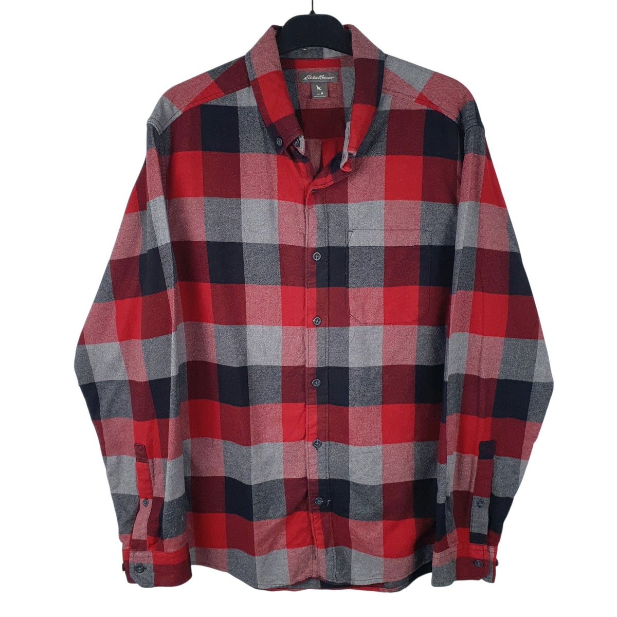 Mens Grey Eddie Bauer Flannel Long Sleeve Shirt