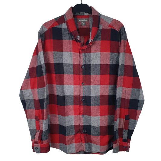 Mens Grey Eddie Bauer Flannel Long Sleeve Shirt