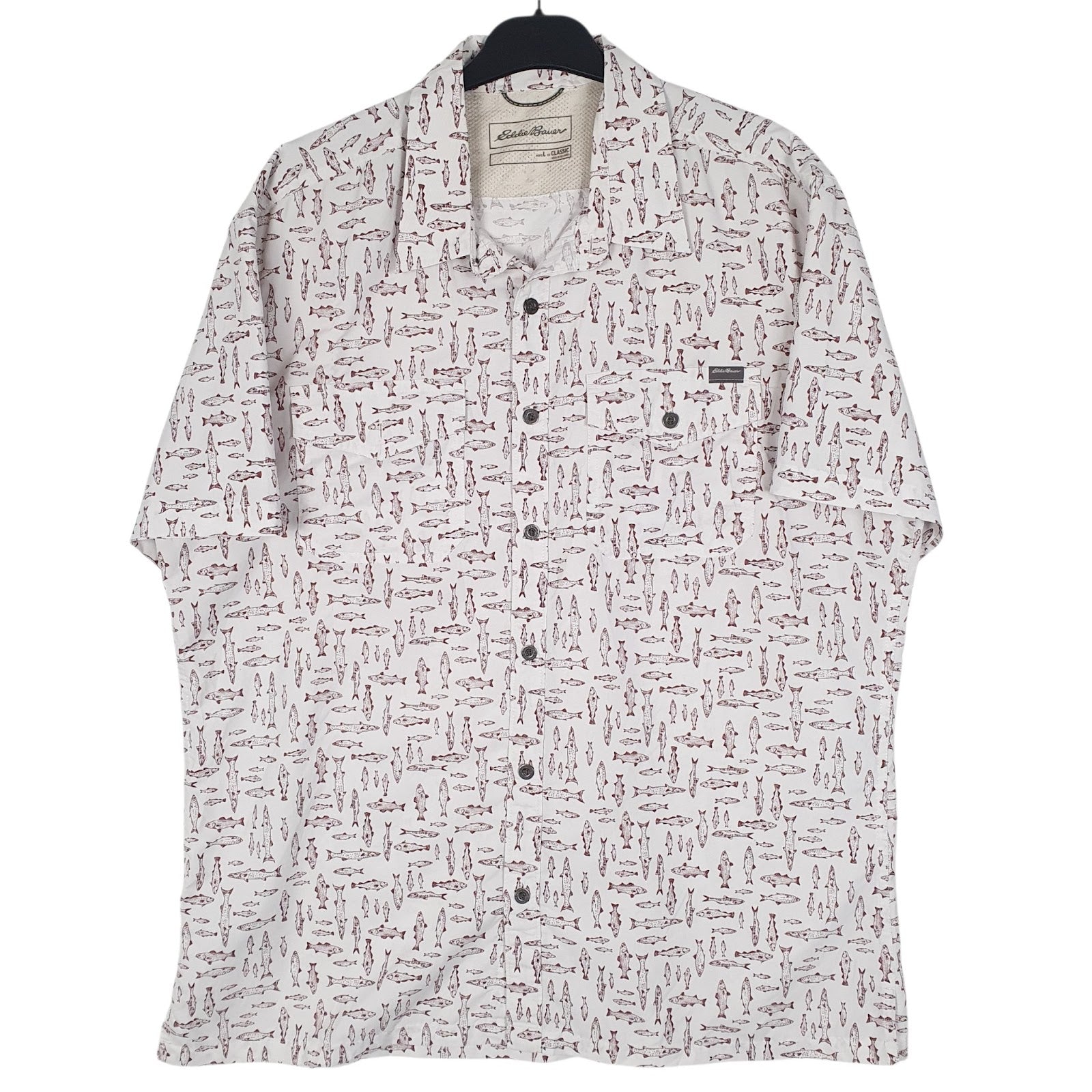 Mens White Eddie Bauer Graphic Short Sleeve Shirt