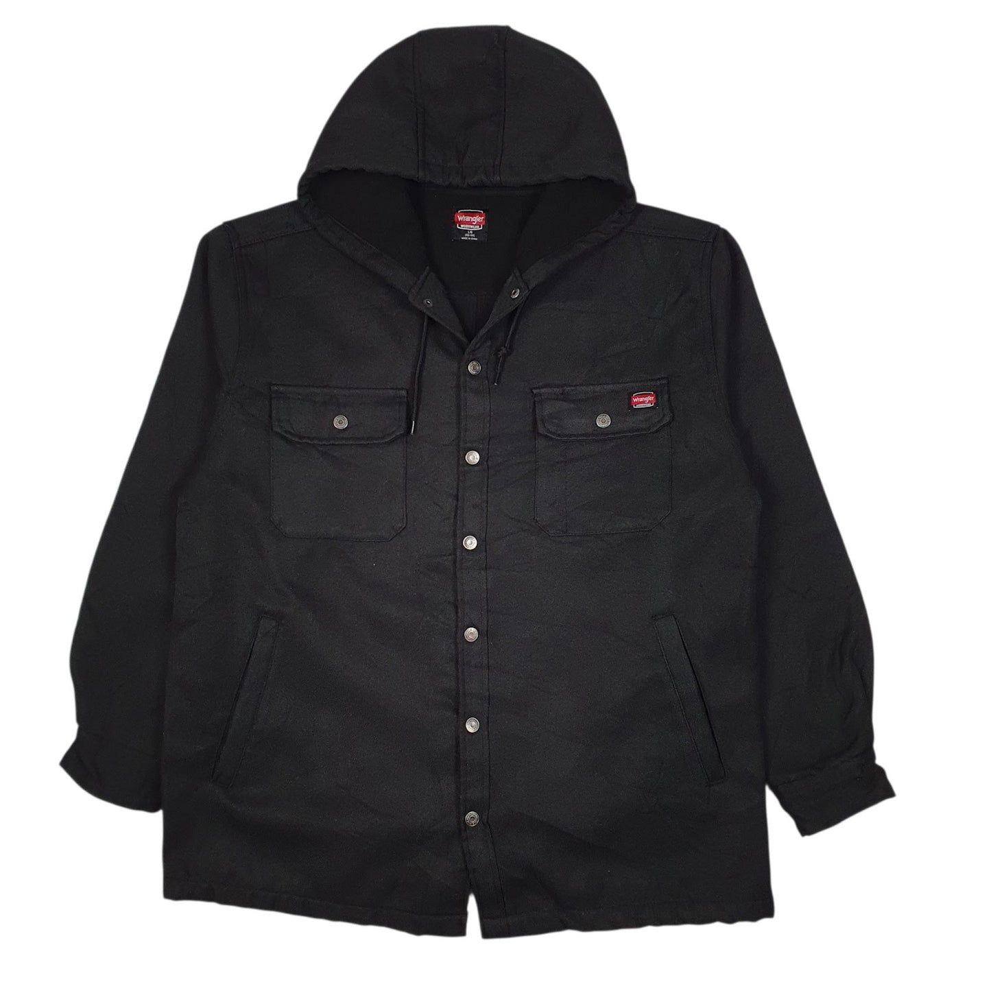 Mens Black Wrangler Fleece Lined Hoodie Chore  Coat