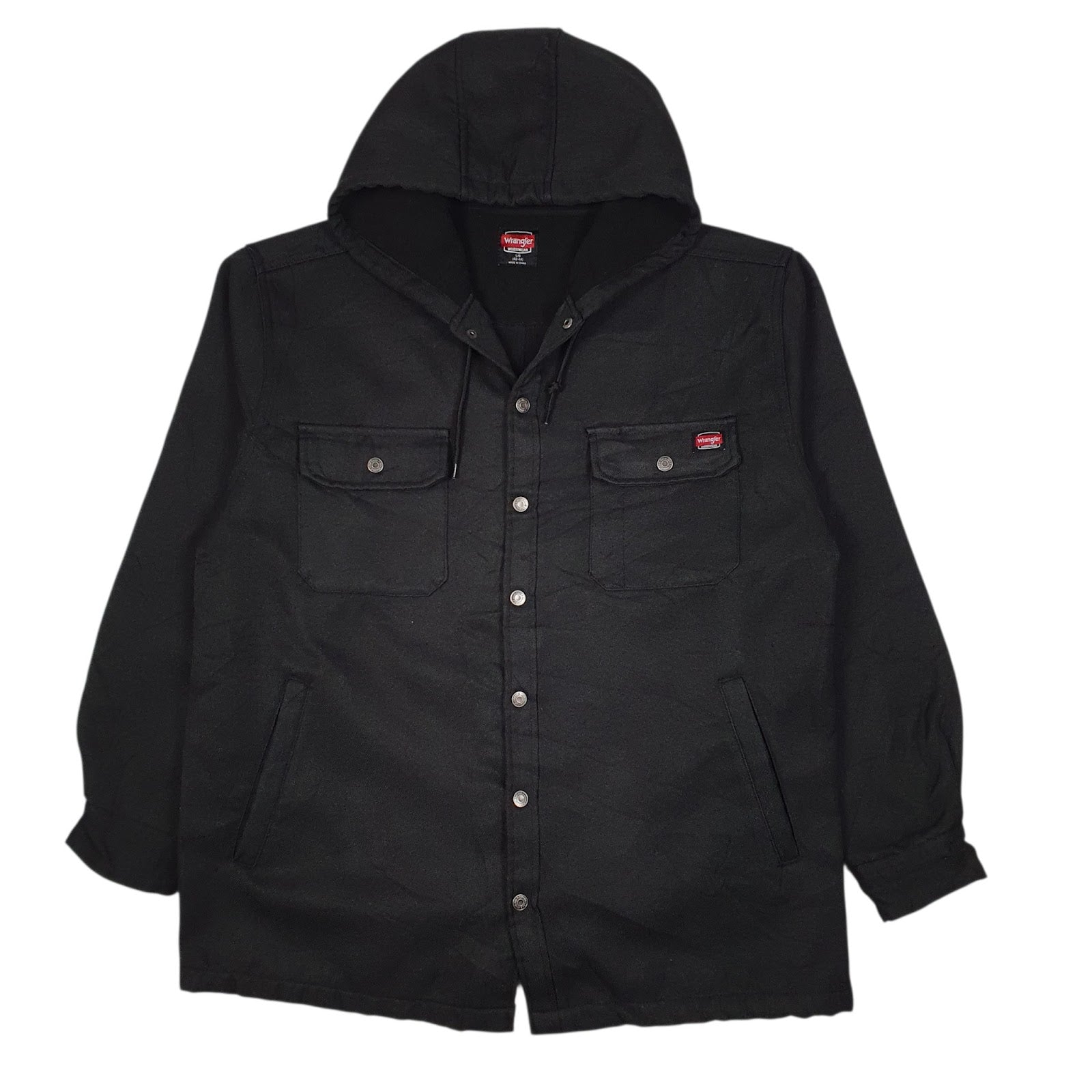 Mens Black Wrangler Fleece Lined Hoodie Chore  Coat
