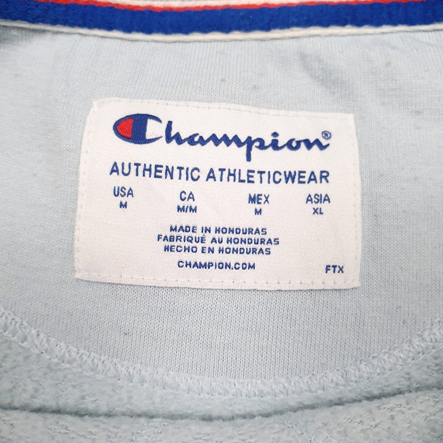 Mens Blue Champion Spellout Crewneck Jumper