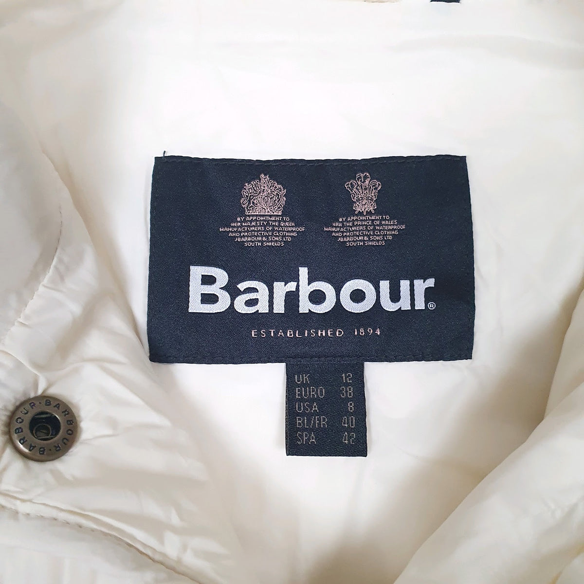 Womens Cream Barbour Button Up Full Zip Jumper