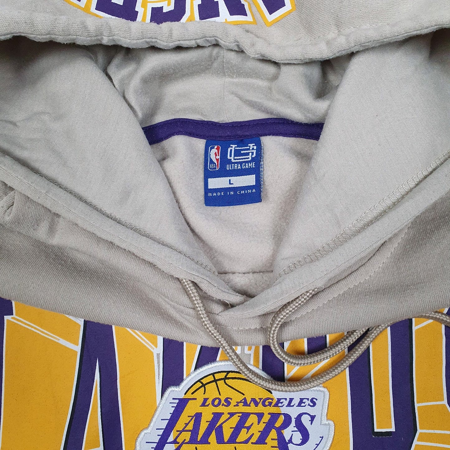 Mens Beige NBA LA Lakers Hoodie Jumper