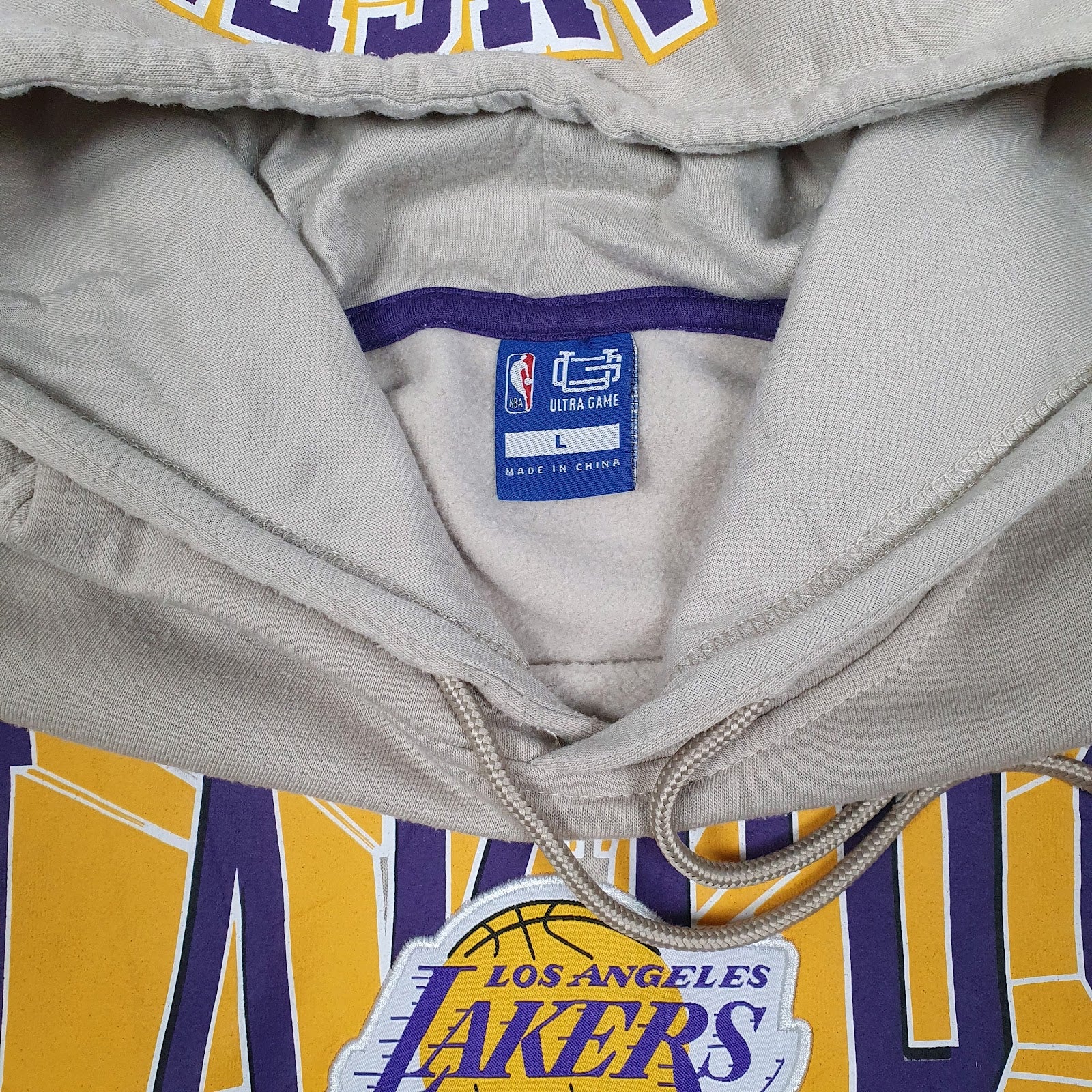 Mens Beige NBA LA Lakers Hoodie Jumper