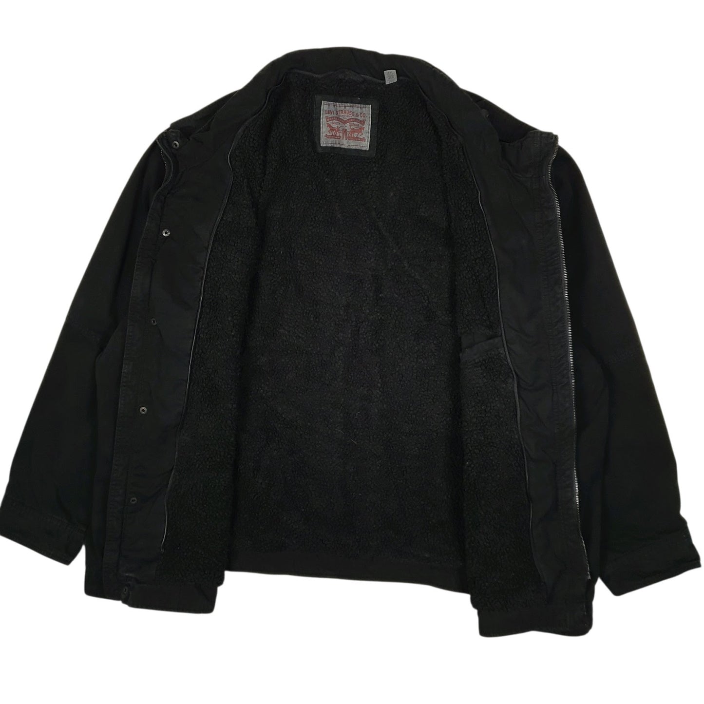 Mens Black Levis Military Bomber Sherpa Lined  Coat