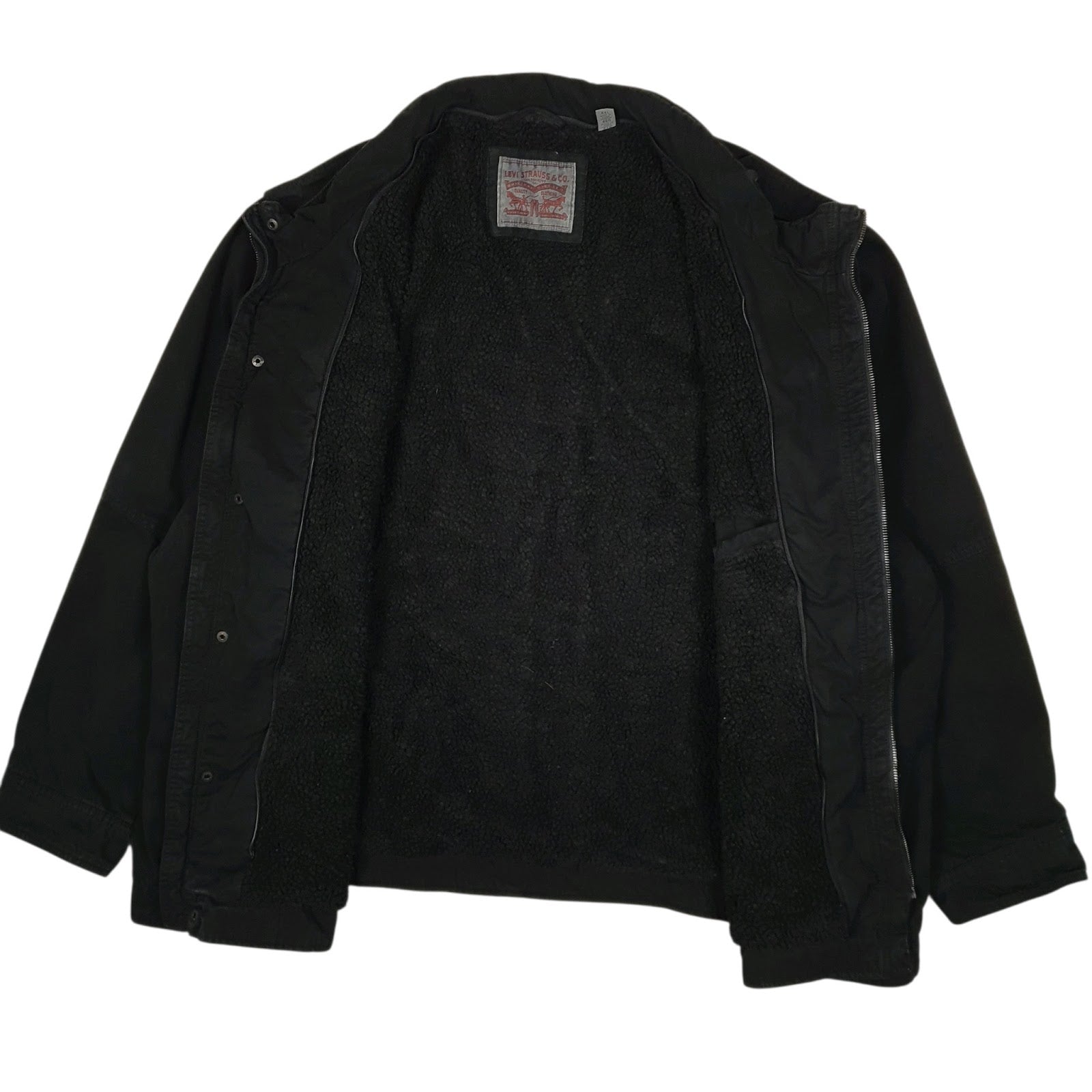 Mens Black Levis Military Bomber Sherpa Lined  Coat