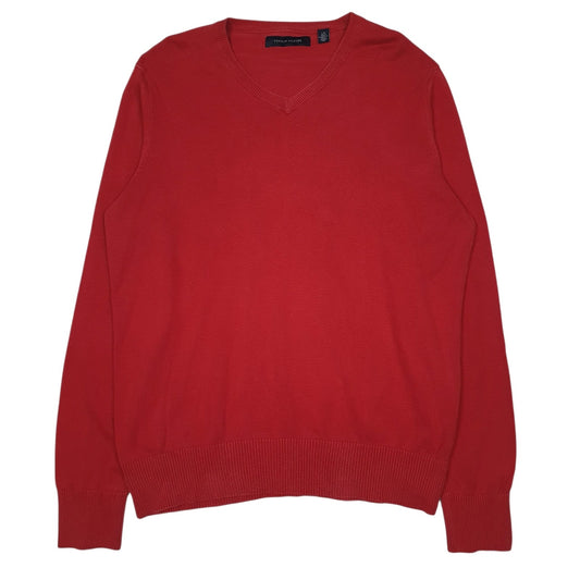 Mens Red Tommy Hilfiger  V Neck Jumper