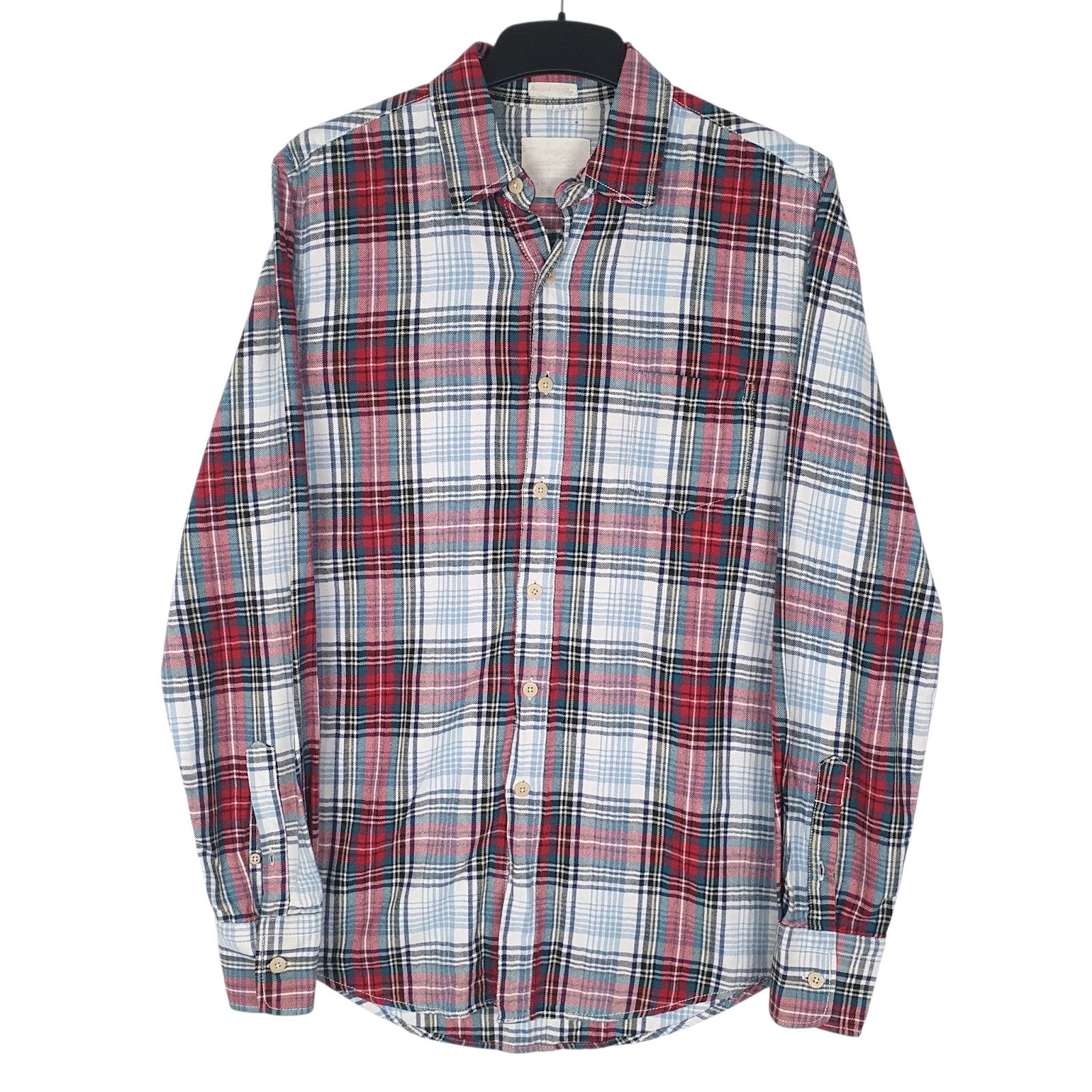 Mens White Unbranded Flannel Long Sleeve Shirt