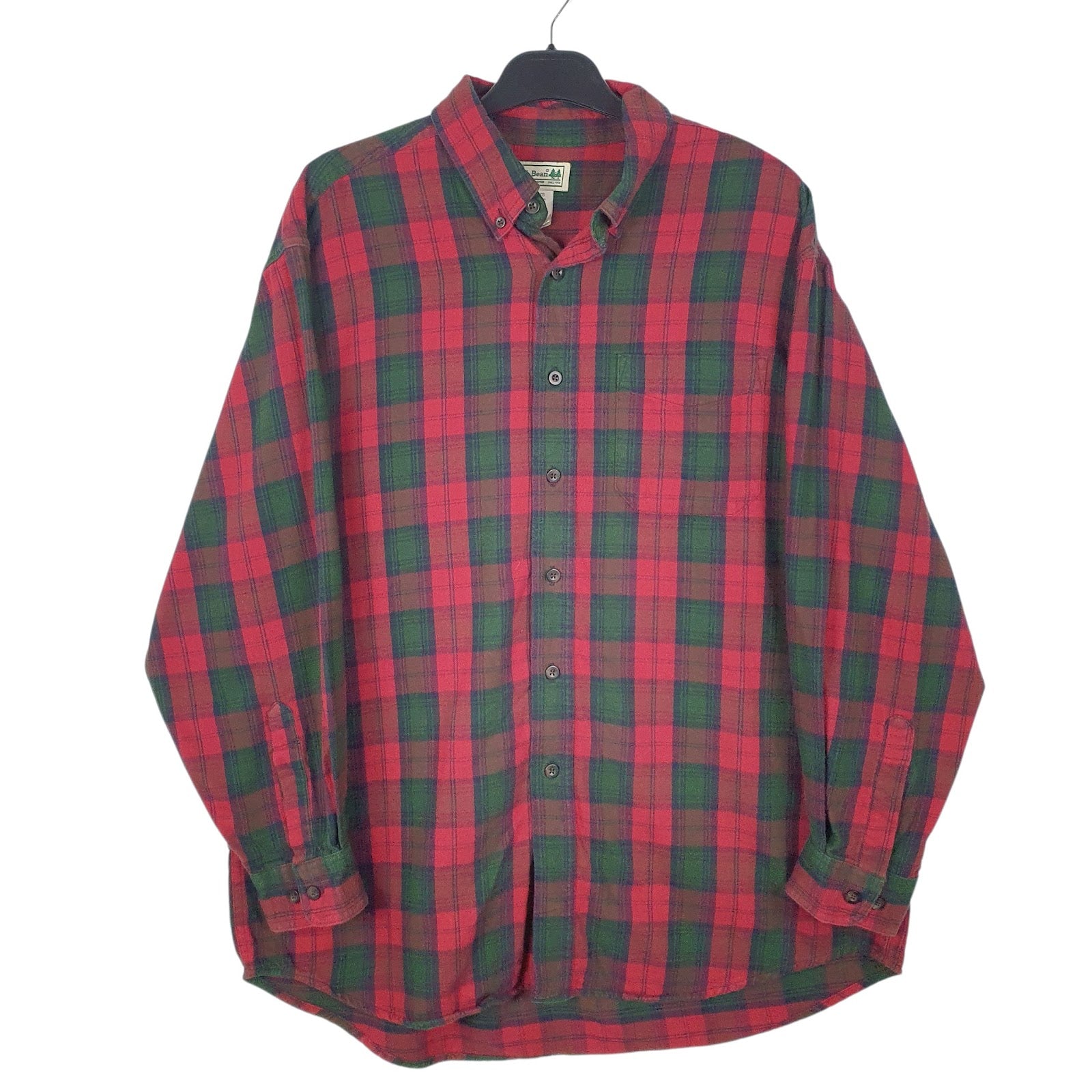 Mens Red L.L.Bean Flannel Long Sleeve Shirt
