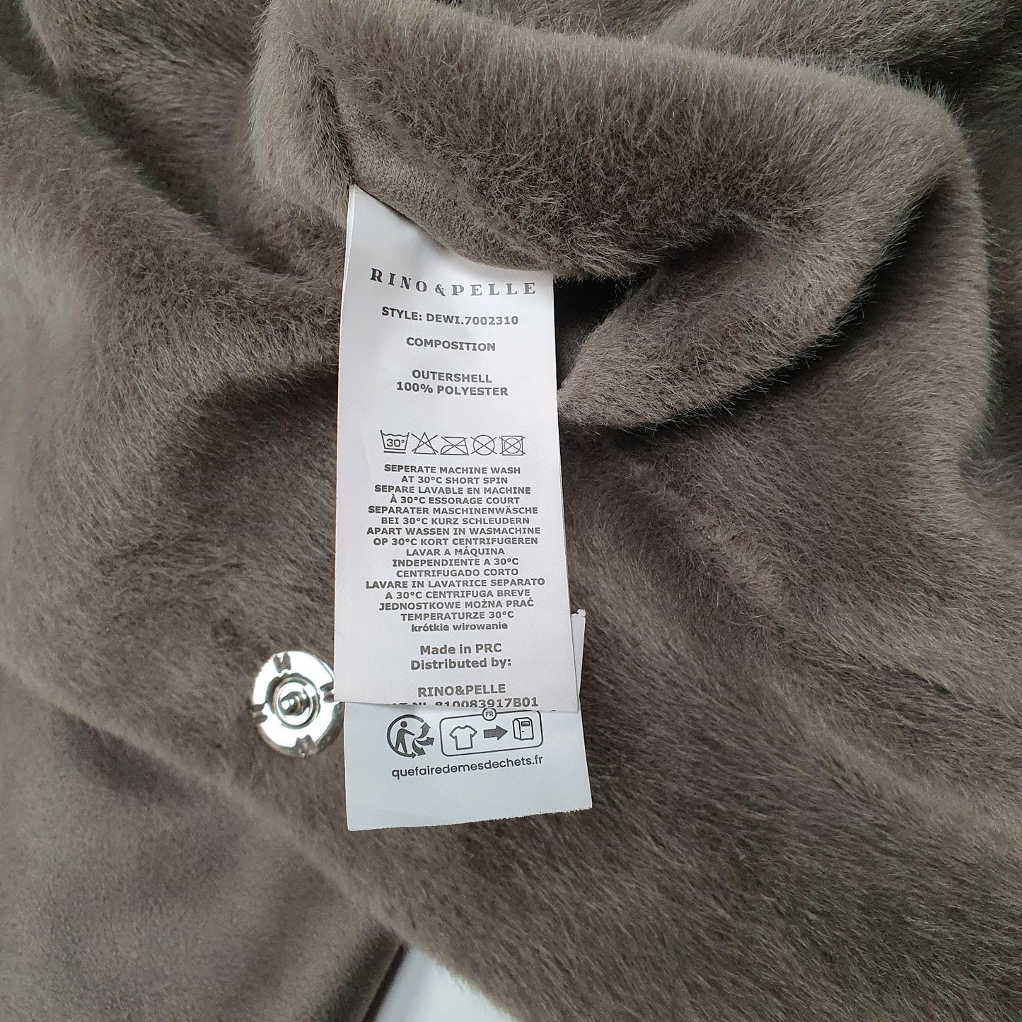 Womens Grey Rino & Pelle Cloak Throw Shoal Quarter Zip Coat