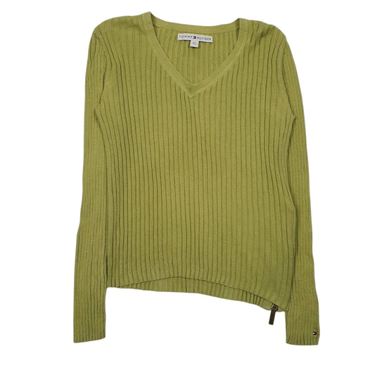 Womens Green Tommy Hilfiger Knit V Neck Jumper