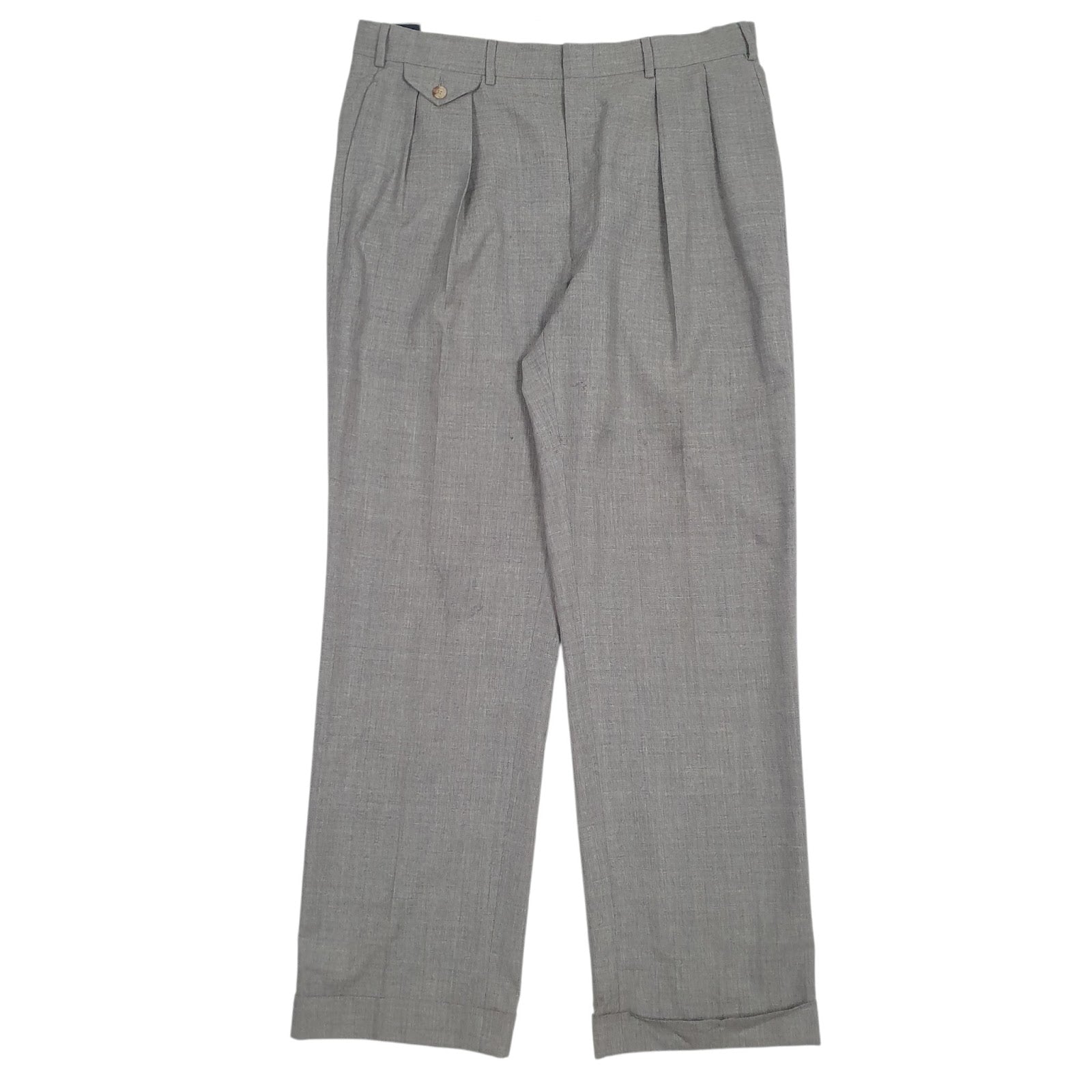 Mens Grey Polo Ralph Lauren Pleated Formal Trousers