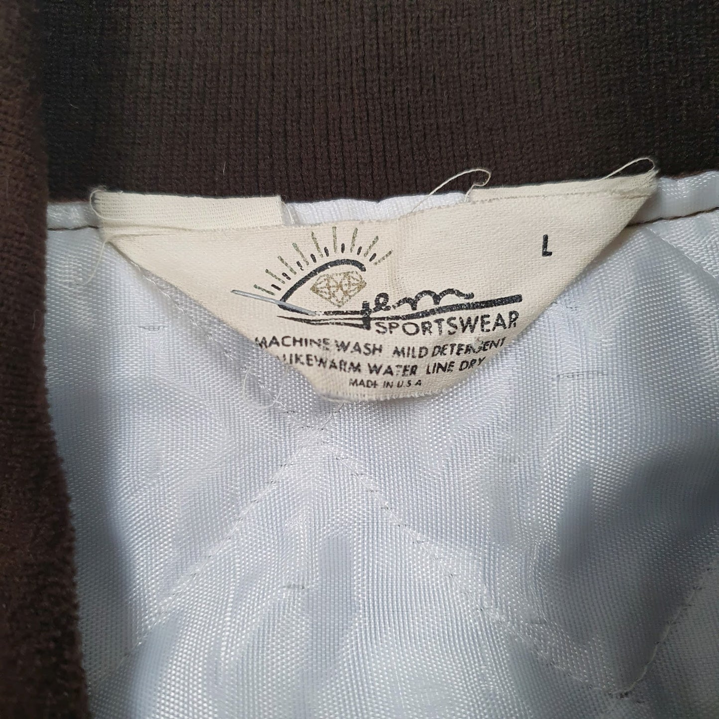 Mens Brown Gem Sportswear Vintage Made In USA Coach Baseball  Coat