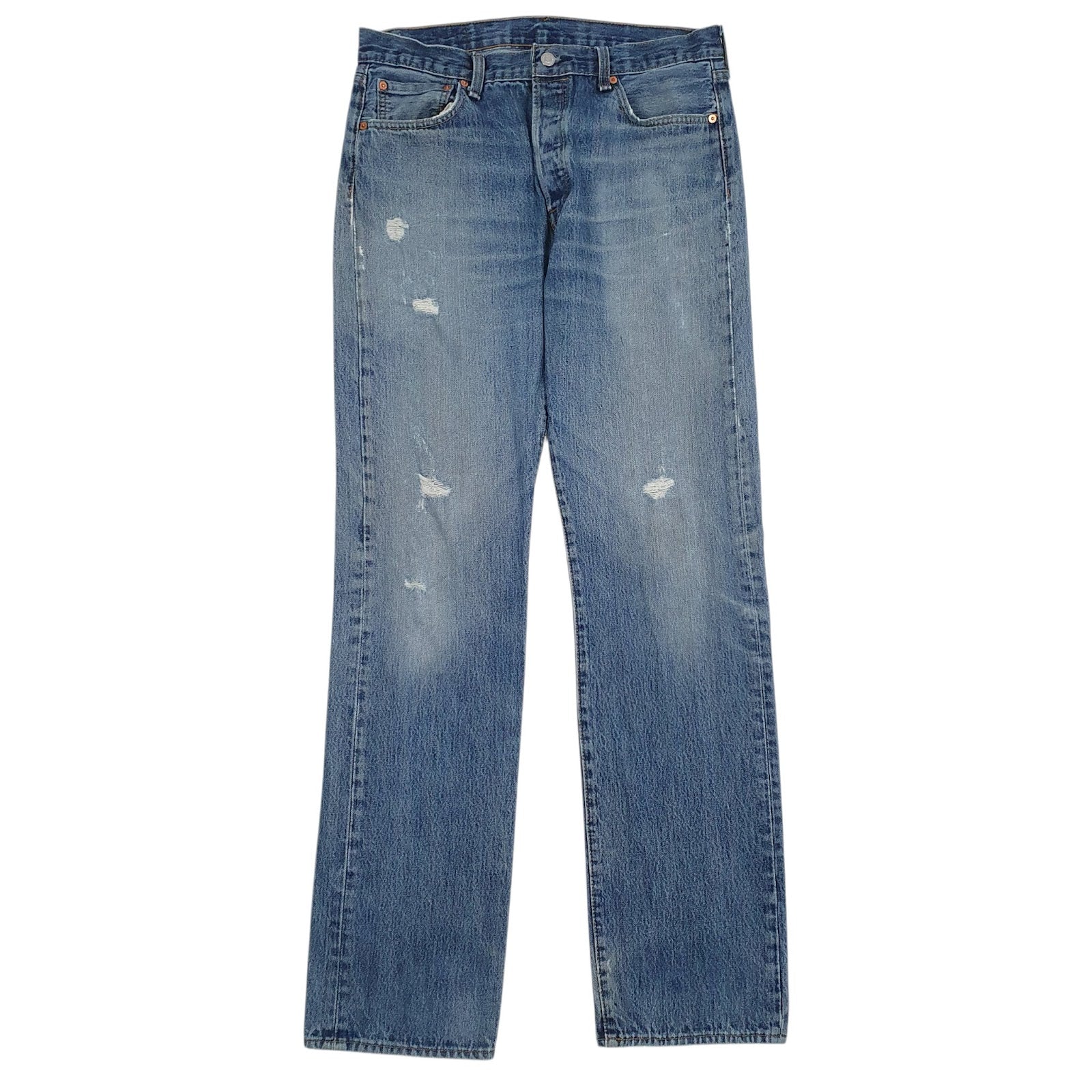 Mens Blue Levis Distressed 501 JeansW34 L36