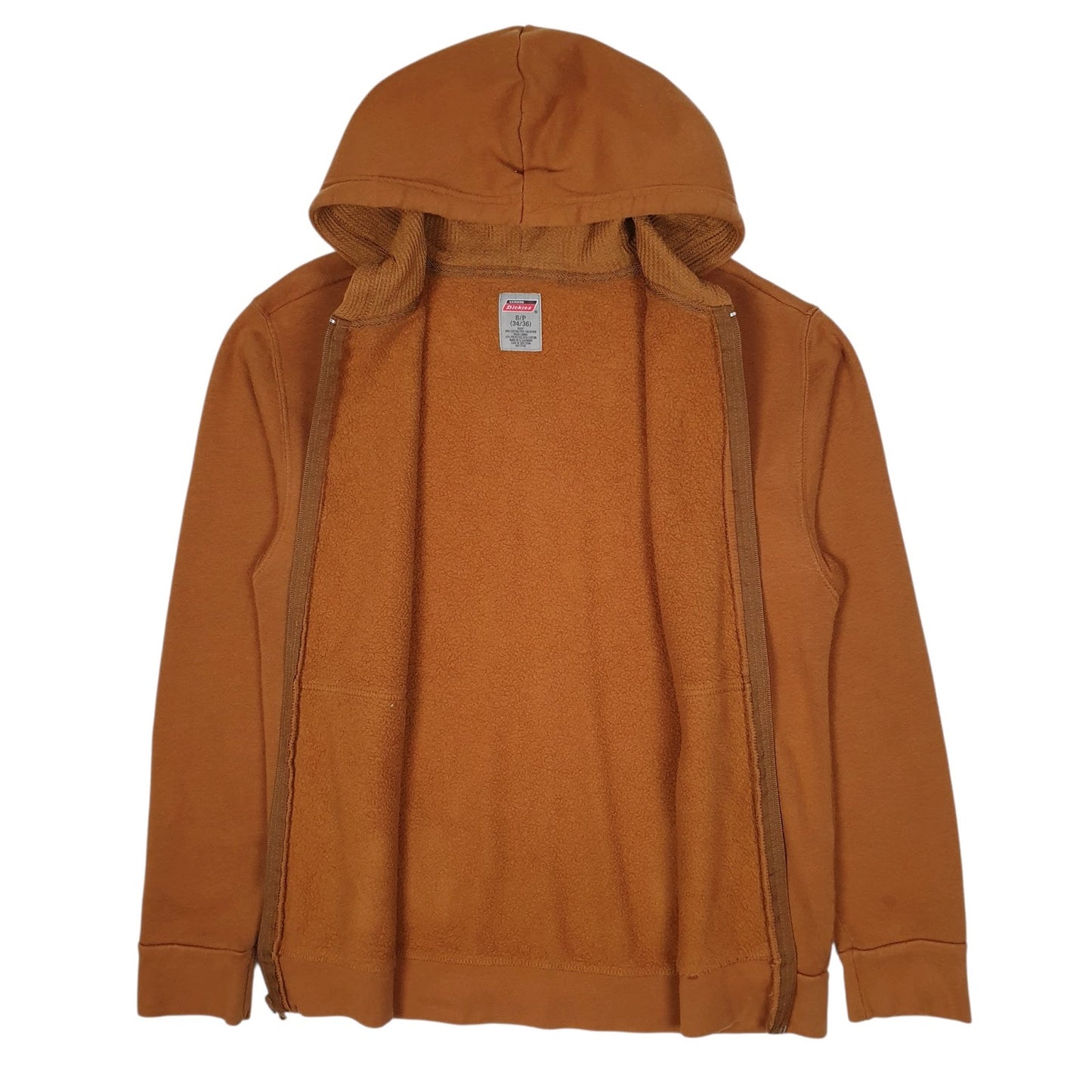 Mens Brown Dickies Hoodie Full Zip Jumper