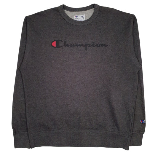 Mens Grey Champion Spellout Crewneck Jumper